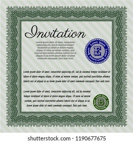Green Retro invitation template. Lovely design. Customizable, Easy to edit and change colors. Printer friendly. 