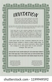 Green Retro invitation template. Modern design. With linear background. Customizable, Easy to edit and change colors. 