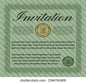 Green Retro invitation template. Modern design. With complex background. Customizable, Easy to edit and change colors. 