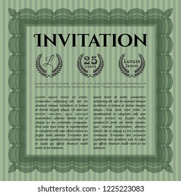 Green Retro invitation template. Money Pattern design. With complex background. Customizable, Easy to edit and change colors. 