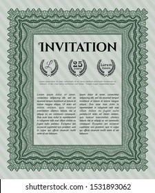 Green Retro invitation template. Money Pattern design. Customizable, Easy to edit and change colors. Easy to print. 