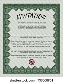 Green Retro invitation template. Money style design. With complex background. Customizable, Easy to edit and change colors. 