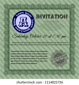 Green Retro invitation template. Nice design. With quality background. Vector illustration. 