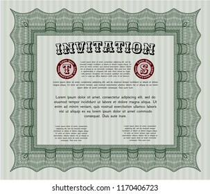 Green Retro invitation template. Nice design. Printer friendly. Vector illustration. 