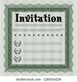 Green Retro invitation template. Nice design. Vector illustration. Printer friendly. 