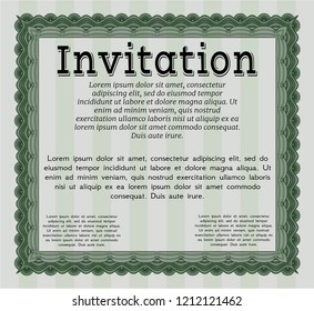 Green Retro invitation template. Nice design. With complex background. Detailed. 