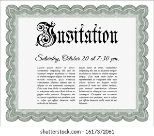 Green Retro invitation template. Nice design. With quality background. Detailed. 