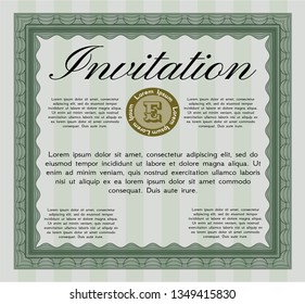 Green Retro invitation template. Printer friendly. Modern design. Customizable, Easy to edit and change colors. 