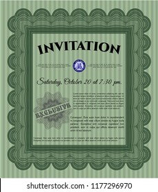 Green Retro invitation template. With quality background. Beauty design. Customizable, Easy to edit and change colors. 