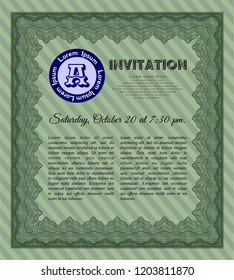 Green Retro invitation template. With quality background. Elegant design. Customizable, Easy to edit and change colors. 