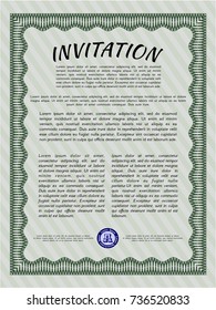 Green Retro invitation template. With quality background. Customizable, Easy to edit and change colors. Nice design. 
