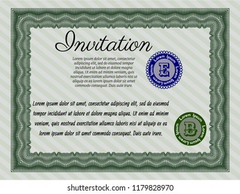 Green Retro invitation template. Vector illustration. With quality background. Superior design. 