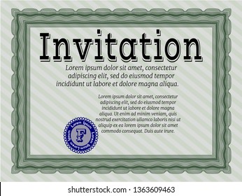 Green Retro invitation template. Vector illustration. Complex background. Perfect design. 