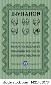 Green Retro invitation template. Vector illustration. With quality background. Artistry design. 