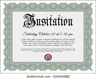 Green Retro invitation. Vector illustration. With quality background. Superior design. 