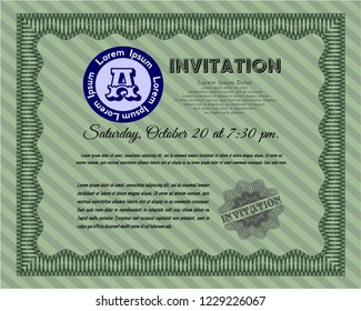 Green Retro invitation. Vector illustration. With quality background. Money design. 
