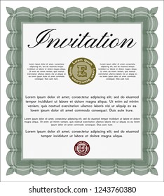 Green Retro invitation. Vector illustration. Complex background. Money Pattern. 