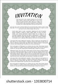Green Retro invitation. Vector illustration. With background. Good design. 