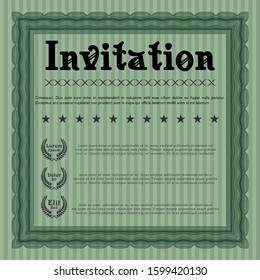 Green Retro invitation. Vector illustration. With complex background. Nice design. 
