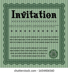 Green Retro invitation. Vector illustration. Easy to print. Perfect design. 