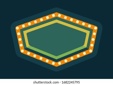 Green retro marquee light frame flat illustration