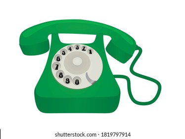 Green retro phone. vector illustration