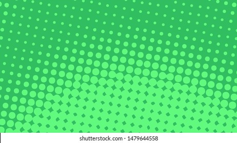 Green retro pop art background with halftone dots design