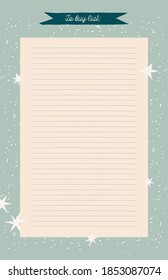 Green retro printable planner, organiser. Hand-drawn winter ornate notes, to-do, and to-buy list. Festively decorated vintage planning sheets. Time management concept. Pre-made stationery organizers.