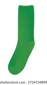 Calcetín retro verde. Ilustración vectorial	