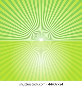 Green Retro Sunbursts and Ground