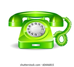 Green retro telephone