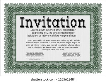 Green Retro vintage invitation. With background. Customizable, Easy to edit and change colors. Cordial design. 