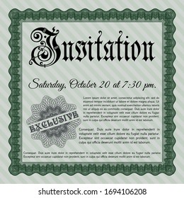 Green Retro vintage invitation. With background. Customizable, Easy to edit and change colors. Perfect design. 
