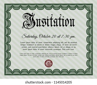 Green Retro vintage invitation. Beauty design. Customizable, Easy to edit and change colors. Easy to print. 