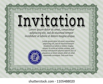 Green Retro vintage invitation. With complex background. Excellent design. Customizable, Easy to edit and change colors. 