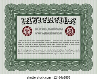 Green Retro vintage invitation. Complex background. Elegant design. Vector illustration. 