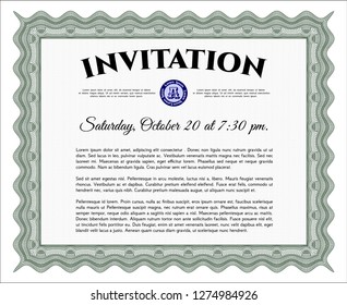 Green Retro vintage invitation. Complex background. Good design. Vector illustration. 