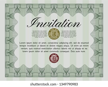 Green Retro vintage invitation. Complex background. Perfect design. Detailed. 