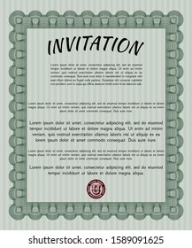 Green Retro vintage invitation. Customizable, Easy to edit and change colors. With quality background. Money design. 