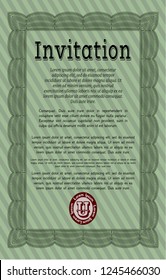 Green Retro vintage invitation. Retro design. Customizable, Easy to edit and change colors. With background. 