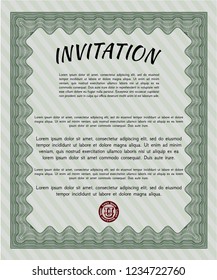 Green Retro vintage invitation. Excellent design. Customizable, Easy to edit and change colors. With great quality guilloche pattern. 
