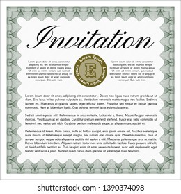 Green Retro vintage invitation. With guilloche pattern. Vector illustration. Money Pattern design. 