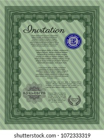  Green Retro vintage invitation. Lovely design. Customizable, Easy to edit and change colors. With complex linear background. 