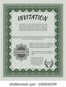 Green Retro vintage invitation. Lovely design. Detailed. Easy to print. 