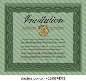 Green Retro vintage invitation. Lovely design. With complex background. Detailed. 