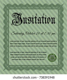 Green Retro vintage invitation. Money Pattern. Customizable, Easy to edit and change colors. With quality background. 