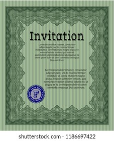 Green Retro vintage invitation. Nice design. Customizable, Easy to edit and change colors. With great quality guilloche pattern. 