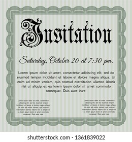 Green Retro vintage invitation. With quality background. Money style design. Customizable, Easy to edit and change colors. 