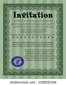  Green Retro vintage invitation. Vector illustration. Easy to print. Superior design. 