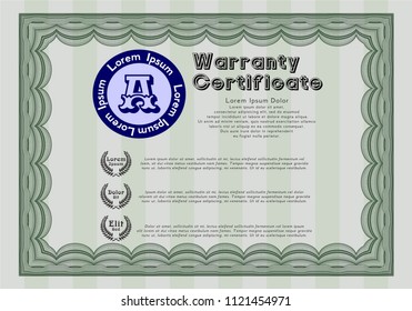 Green Retro vintage Warranty Certificate. Customizable, Easy to edit and change colors. Easy to print. Beauty design. 